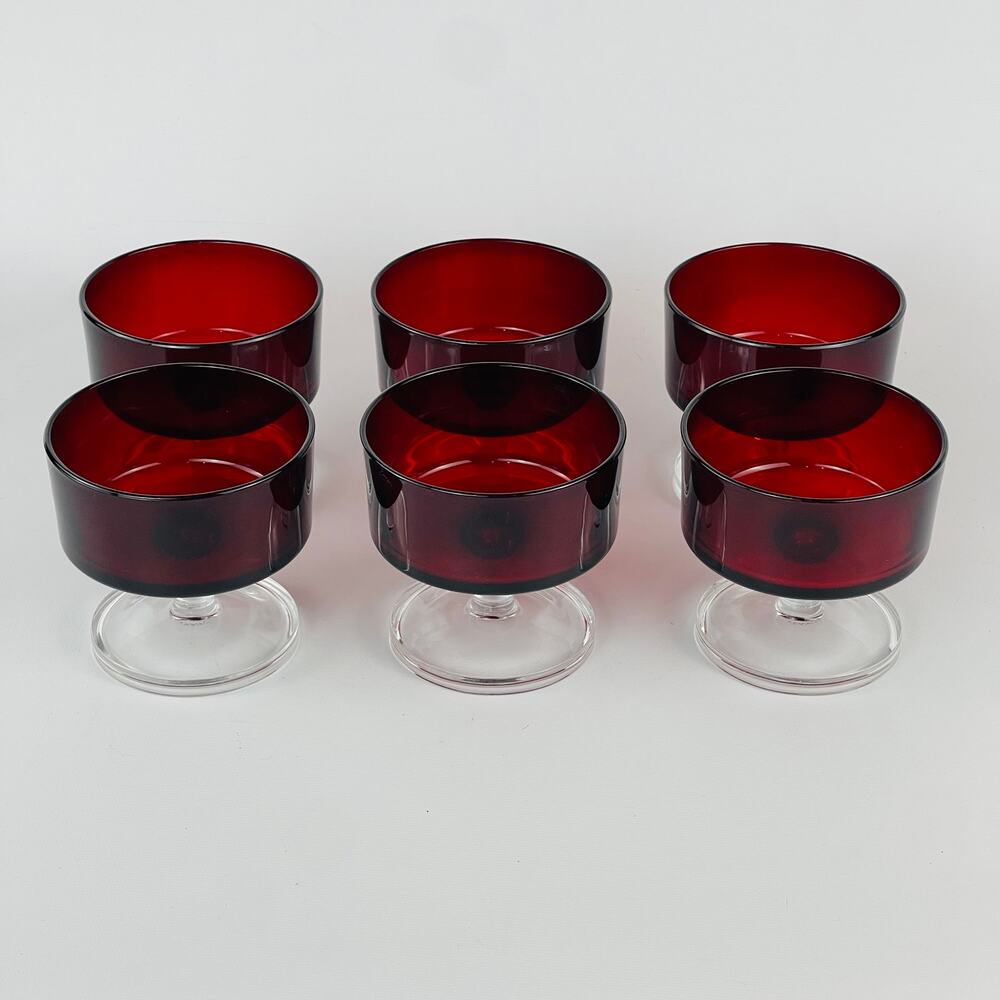 Luminarc Cavalier France Ruby Red Champagne Coupe 3 1/4” H; 5 oz; Set of 6